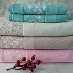 Набор полотенец для ванной 6 шт. Ozdilek ELENOR хлопковая махра розовый 50х90, фото, фотография