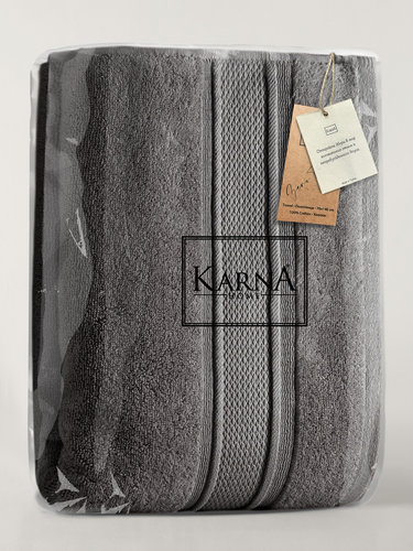 Полотенце для ванной Karna VIANA ZERO TWIST микрокоттон хлопок тёмно-серый 70х140, фото, фотография