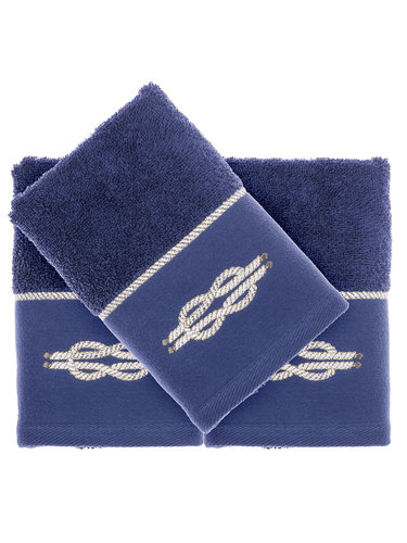 Подарочный набор полотенец-салфеток 30х50 см (2 шт.) Tivolyo Home ANCHOR хлопковая махра синий, фото, фотография