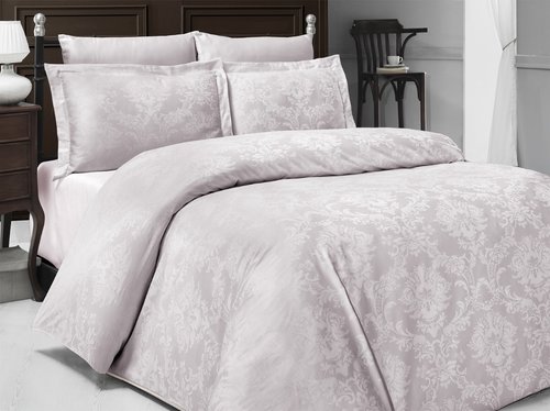 Постельное белье DO&CO RACHEL хлопковый сатин-жаккард бежевый евро, фото, фотография