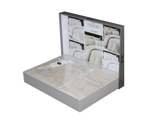 Постельное белье DO&CO RACHEL хлопковый сатин-жаккард бежевый евро, фото, фотография