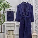 Халат мужской Philippus VESPIRA хлопковая махра синий XL, фото, фотография