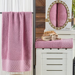 Подарочный набор полотенец для ванной 50х90, 70х140 Two Dolphins LENNY хлопковая махра лиловый, фото, фотография