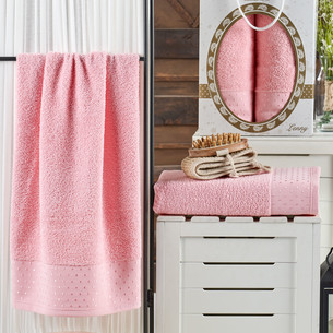 Подарочный набор полотенец для ванной 50х90, 70х140 Two Dolphins LENNY хлопковая махра розовый