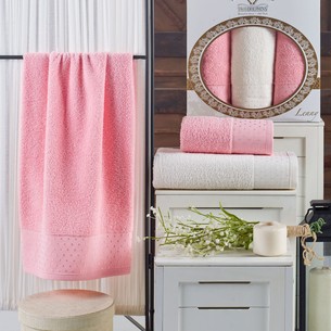 Подарочный набор полотенец для ванной 50х90(2), 70х140(1) Two Dolphins LENNY хлопковая махра розовый
