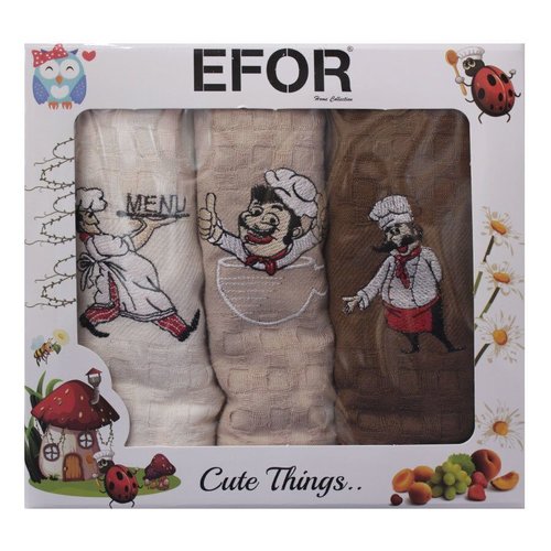 Подарочный набор кухонных полотенец 45х65(3) Efor ПОВАР хлопковая вафля, фото, фотография