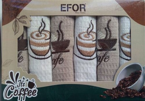 Подарочный набор кухонных полотенец 40х60(6) Efor NORMAL кофе хлопковая вафля, фото, фотография