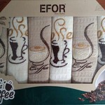 Подарочный набор кухонных полотенец 40х60(6) Efor NORMAL кофе с надписью хлопковая вафля, фото, фотография