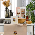 Подарочный набор полотенец для кухни 40х60(2) Meteor BIONCE хлопковая вафля сова, фото, фотография