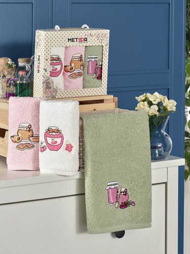 Подарочный набор полотенец для кухни 30х50(3) Meteor VENUS хлопковая махра джем, фото, фотография