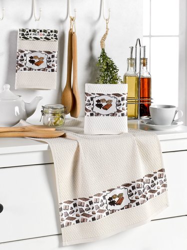 Подарочный набор полотенец для кухни 40х60(2) Meteor LUX KARIZMA хлопковая вафля V3, фото, фотография