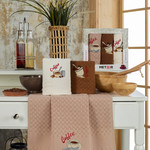 Подарочный набор полотенец для кухни 40х60(3) Meteor BIONCE хлопковая вафля кофе, фото, фотография