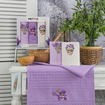 Подарочный набор полотенец для кухни 40х60(3) Meteor BIONCE хлопковая вафля лаванда, фото, фотография