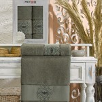 Подарочный набор полотенец для ванной 50х90, 70х140 Meteor DIVES хлопковая махра хаки, фото, фотография