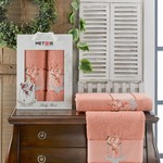 Подарочный набор полотенец для ванной 50х90, 70х140 Meteor LADY ROSE хлопковая махра персиковый, фото, фотография