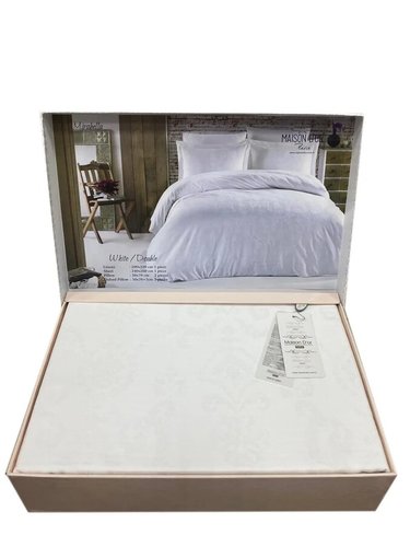 Постельное белье Maison Dor MIRABELLE хлопковый сатин-жаккард белый 1,5 спальный, фото, фотография