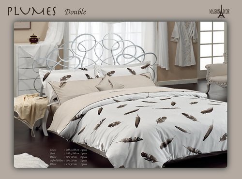 Постельное белье Maison Dor PLUMES хлопковый сатин бежевый 1,5 спальный, фото, фотография
