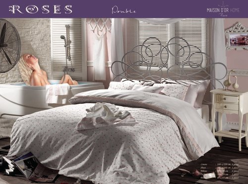 Постельное белье Maison Dor ROSES хлопковый сатин фиолетовый семейный, фото, фотография