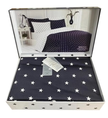 Постельное белье Maison Dor STARS хлопковый сатин антрацит 1,5 спальный, фото, фотография
