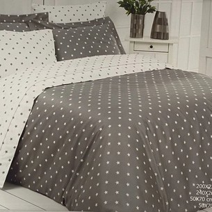 Постельное белье Maison Dor STARS хлопковый сатин серый 1,5 спальный