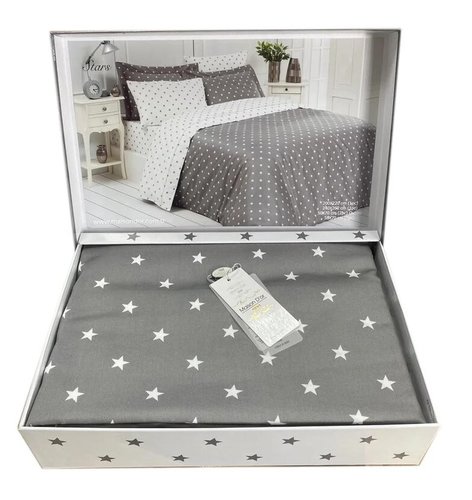 Постельное белье Maison Dor STARS хлопковый сатин серый 1,5 спальный, фото, фотография