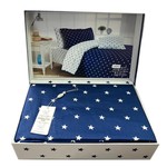 Постельное белье Maison Dor STARS хлопковый сатин синий 1,5 спальный, фото, фотография