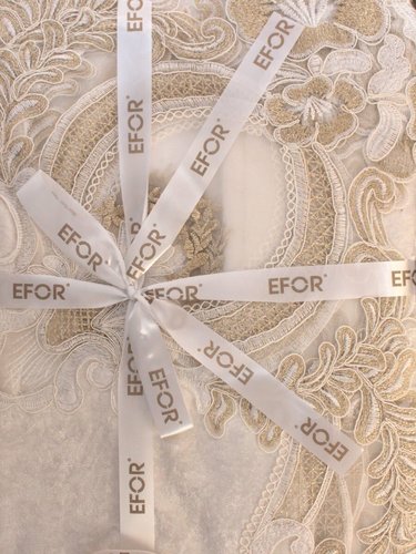 Скатерть прямоугольная Efor FLORA велюр кремовый 160х220, фото, фотография