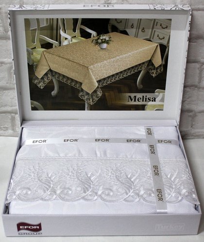 Скатерть прямоугольная Efor MELISA жаккард белый 160х220, фото, фотография