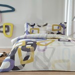 Комплект подросткового постельного белья TAC FEUR хлопковый ранфорс кремовый+лиловый евро, фото, фотография