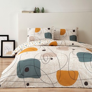 Комплект подросткового постельного белья TAC GENC MODASI EDNA хлопковый ранфорс бежевый+серый 1,5 спальный