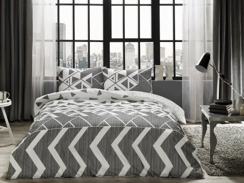Комплект подросткового постельного белья TAC GENC MODASI OTTO хлопковый ранфорс серый 1,5 спальный, фото, фотография