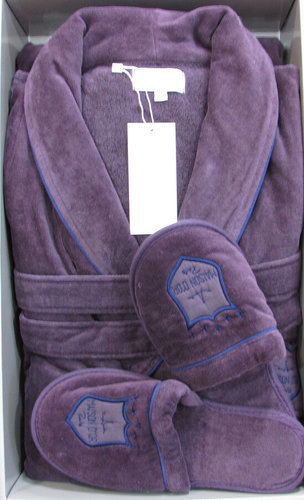 Халат мужской с тапочками Maison Dor BOSWELL хлопковая махра фиолетовый XL, фото, фотография