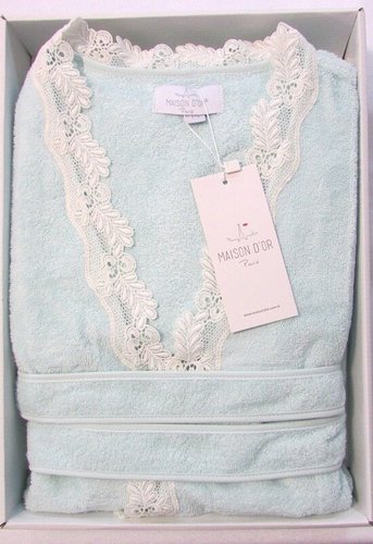 Халат женский Maison Dor DINA бамбуко-хлопковая махра бирюзовый L, фото, фотография