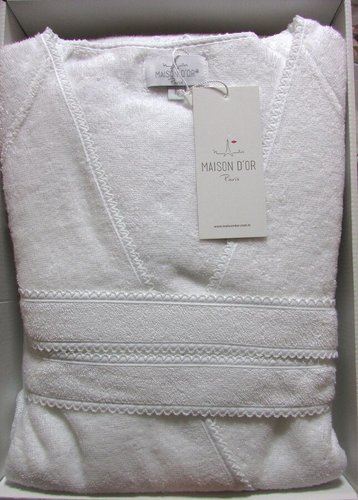 Халат женский Maison Dor LISA бамбуко-хлопковая махра белый L, фото, фотография