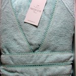 Халат женский Maison Dor LISA бамбуко-хлопковая махра бирюзовый M, фото, фотография