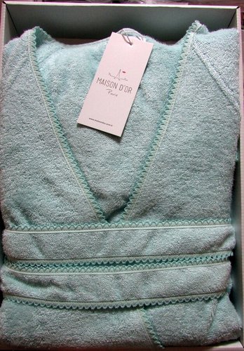 Халат женский Maison Dor LISA бамбуко-хлопковая махра бирюзовый M, фото, фотография