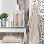 Подарочный набор полотенец для ванной 50х90, 70х140 Two Dolphins VESPIRA хлопковая махра бежевый, фото, фотография