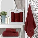 Подарочный набор полотенец для ванной 50х90(2), 70х140(1) Two Dolphins VESPIRA хлопковая махра бордовый, фото, фотография