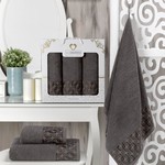 Подарочный набор полотенец для ванной 50х90(2), 70х140(1) Two Dolphins VESPIRA хлопковая махра шоколадный, фото, фотография