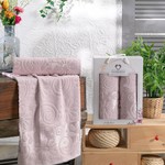 Подарочный набор полотенец для ванной 50х90, 70х140 Two Dolphins ASKABAT хлопковая махра светло-розовый, фото, фотография