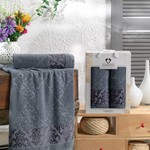 Подарочный набор полотенец для ванной 50х90, 70х140 Two Dolphins VENTU хлопковая махра темно-серый, фото, фотография