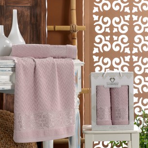 Подарочный набор полотенец для ванной 50х90, 70х140 Two Dolphins KUALA хлопковая махра светло-розовый