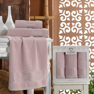 Подарочный набор полотенец для ванной 50х90(2), 70х140(1) Two Dolphins KUALA хлопковая махра светло-розовый