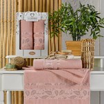 Подарочный набор полотенец для ванной 50х90, 70х140 Two Dolphins SOKE хлопковая махра пудра, фото, фотография