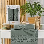 Подарочный набор полотенец для ванной 50х90, 70х140 Two Dolphins SOKE хлопковая махра зеленый, фото, фотография