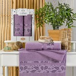 Подарочный набор полотенец для ванной 50х90, 70х140 Two Dolphins SOKE хлопковая махра лиловый, фото, фотография