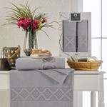 Подарочный набор полотенец для ванной 50х90, 70х140 Two Dolphins LARA хлопковая махра светло-серый, фото, фотография