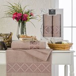 Подарочный набор полотенец для ванной 50х90, 70х140 Two Dolphins LARA хлопковая махра бежевый, фото, фотография