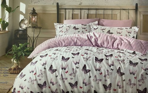 Постельное белье Maison Dor BUTTERFLY VALLEY хлопковый сатин фиолетовый евро, фото, фотография