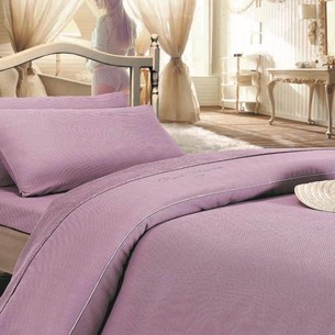 Постельное белье с махровой простынью-покрывалом для укрывания Maison Dor ROSE MARINE фиолетовый 1,5 спальный
